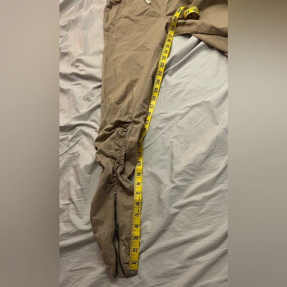 Divided Tan Joggers with Zipper Cuffs and Drawstring Waist - Picture 6 of 7